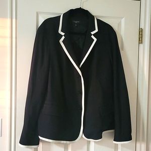Talbots Women's 22W Black with Ivory Trim Ponte Blazer